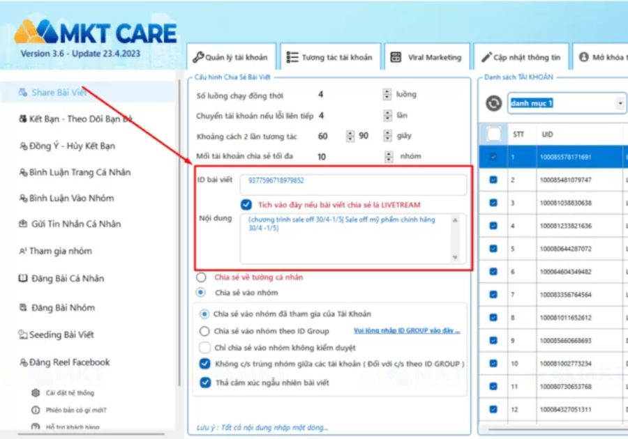 Thiết lập cấu hình share bài viết lên nhóm tự động