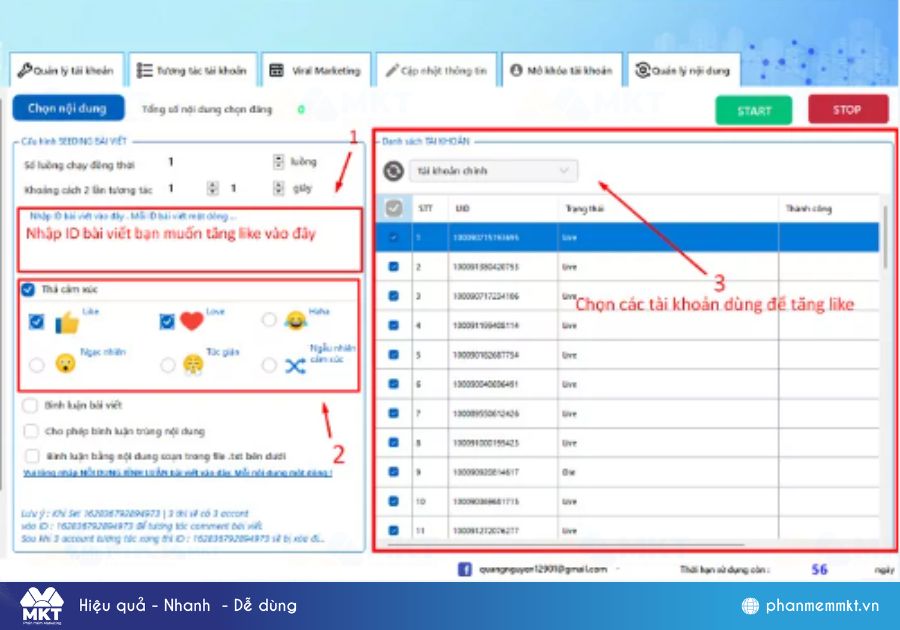 Thiết lập cấu hình tăng like bài viết