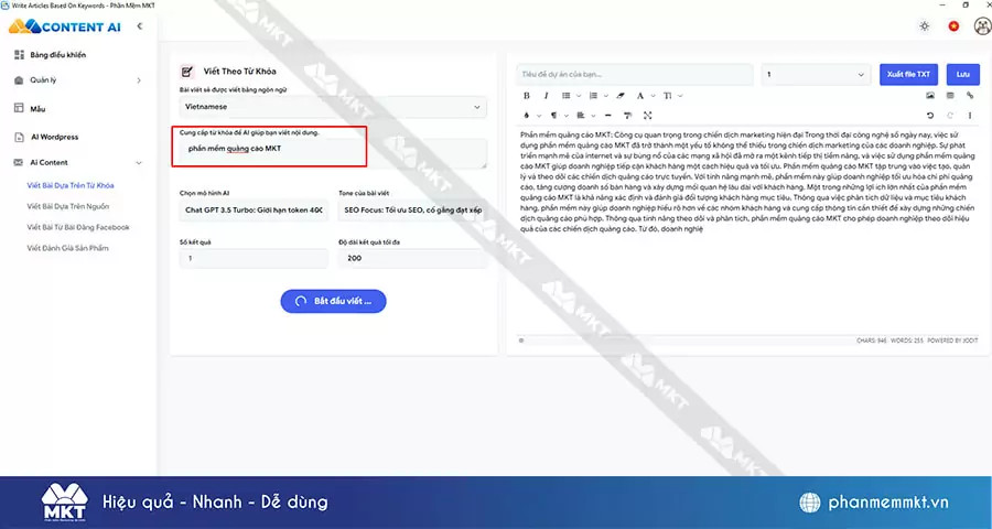 content chuẩn SEO Content Ai